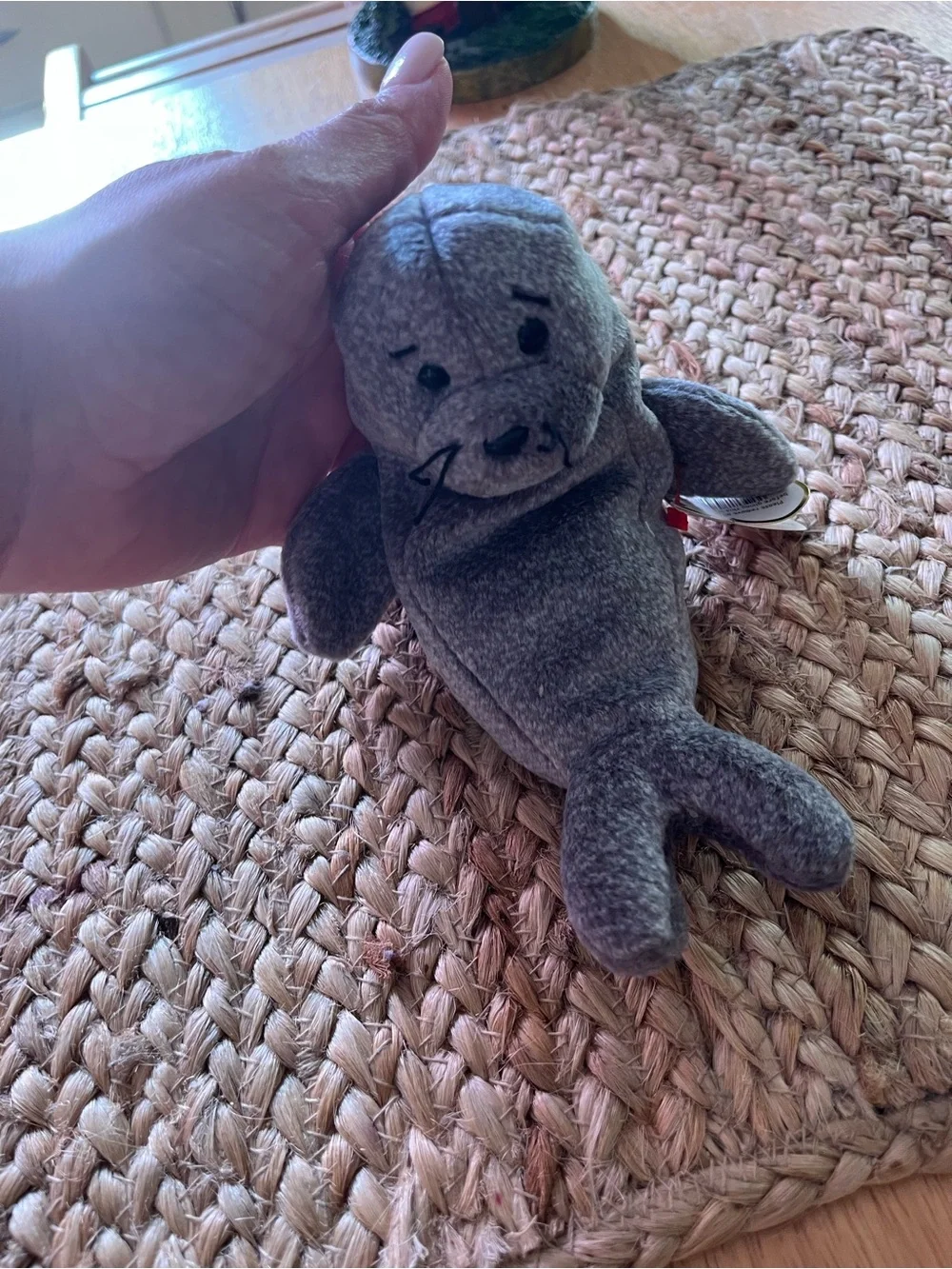 Ty Beanie Baby Gray Seal Plush - Soft Small Pet Toy